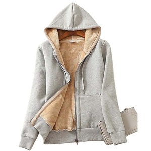 Women Thick <b>Lined</b> <b>Hoodie</b> Jacket with Pocket Drawstring Front Long Sleeve Funny Gift for Teens Adults Solid Color Warm Coat - Product Image 6