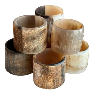 Paires de 6 anneaux de serviette en corne de forme ronde de qualité impressionnante utiliser des articles de table à la maison fêtes d'hôtel ronds de serviette - Product Image 1