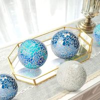 Boules en mosaïque de verre colorées Art Déco écologiques faites à la main, design personnalisé, décoration d'intérieur, ornements de table de cuisine, Diwali