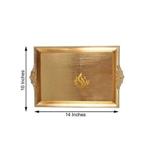 Plateau rectangulaire en métal au design merveilleux Plateau de service en métal doré en laiton de haute qualité Plateaux décoratifs pour la maison et la cuisine - Product Image 2
