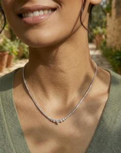 Collar de tenis Riviera con diamantes de corte redondo graduado de 7.00 ct, color EF, claridad VVS, diamantes cultivados en laboratorio en oro macizo de 14K, para uso diario, ideal para regalo. - Product Image 2