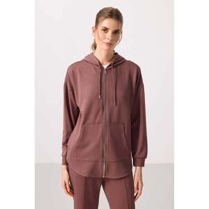 Sudadera con Capucha Extra Grande de Textura Suave Tommylife para Mujer - 97302 Negro - Beige - Product Image 1