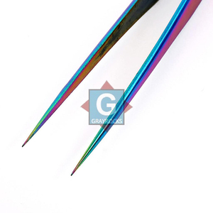 Pinzas de Acero Inoxidable de Alta Calidad para Extensión de Pestañas con Diseño Duradero y Precisión Fina, Color Arcoíris - Product Image 5