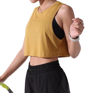 Women's Premium Quality Gym Workout Tank <b>Tops</b> Casual Fitness Design Front Logo Solid Color Breathable Slim Fit 100% Cotton - Product Image 3