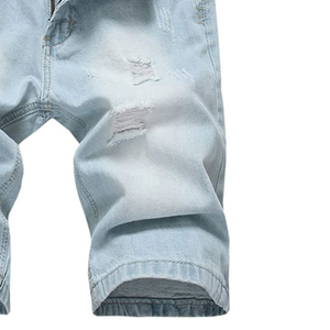 Pantalones cortos vaqueros azules de moda OEM para hombre, pantalones cortos vaqueros de longitud media informales para ropa de playa, ropa de calle y uso diario - Product Image 5