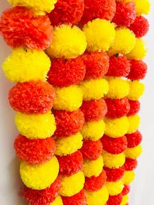 Flores de caléndula Decoración artificial para el hogar Guirnaldas vibrantes de Genda Phool Cuerdas Pooja Celebraciones Graduación India Día de la madre - Product Image 4