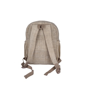 Sac à dos pour ordinateur portable écologique en chanvre pur de 13 pouces avec fermeture à glissière doublure en coton unisexe durable pour l'école - Product Image 3