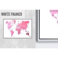 Arte Moderno Art Deco, Mapa del Mundo Rosa, Arte de Pared en Vidrio, Panel de Lienzo Impreso, Decoración Colgante, Enmarcado Transparente