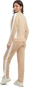 Ensemble de survêtement de gymnastique d'entraînement de gymnastique de jogging décontracté pour femmes à manches longues tenue zippée complète avec poches 2 pièces - Product Image 5