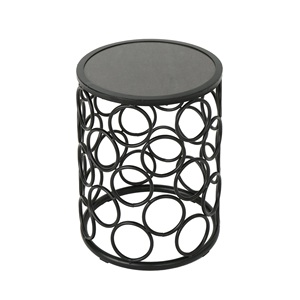 Table d'appoint circulaire noire contemporaine en métal avec cadre ouvert artistique pour une ambiance de décoration intérieure moderne haut de gamme - Product Image 2