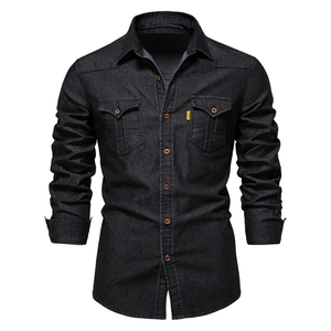Camisas de manga larga de talla grande, pantalones vaqueros, último diseño, Camisa vaquera lavada, ropa informal de ajuste Regular, camisas para hombres para adultos - Product Image 3
