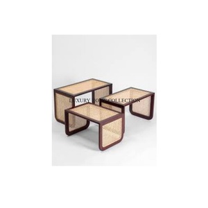 Ensemble de 3 tailles différentes meubles de table d'appoint en rotin et bois de taille moyenne pour événements de mariage, hôtel, restaurant et table de décoration intérieure - Product Image 1