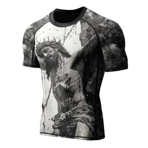 Camiseta Deportiva de Compresión de Manga Corta Rashguard, Material de Spandex/Poliéster, Ecológica, Transpirable y de Secado Rápido para Gimnasio y Fitness - Product Image 1