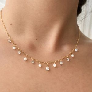 อินเทรนด์16นิ้วสีเหลืองทองชุบผู้หญิงสไตล์ศาสนาสร้อยคอเพชรตัดการเชื่อมโยงโซ่ดีสร้อยคอเพชรกับเพชร - Product Image 1