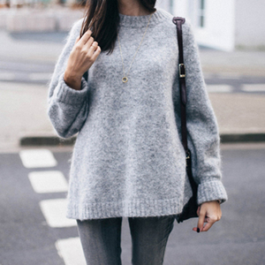 Pull en mohair pour femmes OEM sur mesure le plus vendu pull en tricot solide pull ras du cou avec couleurs personnalisées taille et logo - Product Image 3