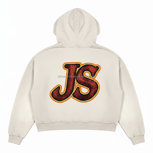 Sudadera con capucha de algodón y poliéster con cremallera de lujo 365 GSM, tela cepillada duradera, logotipo bordado personalizado, sudadera con cremallera básica blanca - Product Image 2
