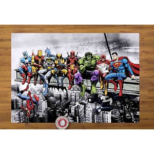 Alfombra estampada de Marvel y DC Superheroes comiendo en un rascacielos, alfombra de chenilla - Product Image 2