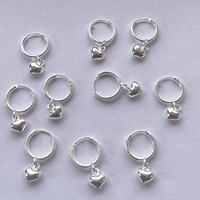 Boucles d'oreilles créoles pendantes en argent sterling 925 plaqué or, motif cœur, 8 mm et 14 mm, mini cœurs véritables, breloques de créateur, Alibaba
