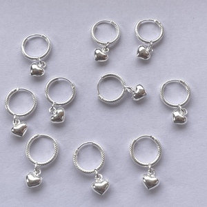 8mm 14mm 925 Sterling <b>Silver</b> Heart Drop Hoop <b>Earrings</b> Gold Plated <b>Earring</b> <b>Huggie</b> Drops Real Mini Hearts Designer Charms Alibaba - Product Image 3