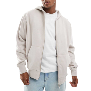 Heavyweight Pullover Full Zip up Hoodies Diseño personalizado Alta calidad 300-500 Gsm Algodón Oversized Zip up Hoodies Sudaderas con capucha en blanco - Product Image 2