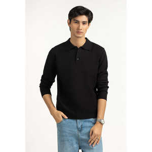 เสื้อสเวตเตอร์ถักแบบมีฮู้ดทรงปกติสำหรับผู้ชาย รุ่น MN-SWT-WS25-067 B ตกแต่งด้วยลายปักโลโก้ติดกระดุม เหมาะสำหรับฤดูใบไม้ผลิและฤดูใบไม้ร่วง - Product Image 1