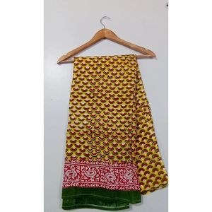 Bagru Hand Block Cotton Poplin Yellow Luxury Ethnic Embroidered Floral and Solid Printed Dupatta Party Wear New Arrival Design - Product Image 5