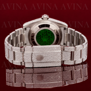 Reloj de Lujo para Hombre con Diamantes Moissanite Totalmente Cubiertos de Piedras |   Mecánico de Acero Inoxidable de 20 mm |   Busto de Hip Hop Resistente al Agua con Números Arábigos - Product Image 3