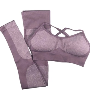 3 Piece Set Women's Plus Size Solid Seamless Yoga Leggings & Sports Bra High Waist Fitness Gym Activewear - Product Image 4