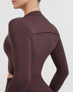 Vestes de sport confortables et respirantes de haute qualité pour la course à pied, le yoga et le fitness, manches longues, fermeture éclair, veste de yoga courte pour femmes - Product Image 6