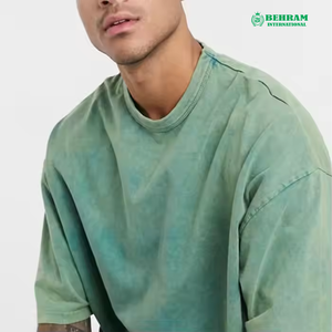 Custom Men's Polyester/Cotton <b>Acid</b> Washed Eco-Friendly Casual T-shirt Oversized <b>Drop</b> Shoulder Heavy Weight 200 GSM Stone Wash - Product Image 4