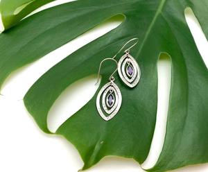 Pendientes de plata hechos a mano de estilo bohemio, joyería de plata de ley 925, pendientes de tendencia de piedras preciosas de amatista, joyería para mujer, regalo para - Product Image 6