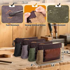 Bolsa de Herramientas de Lona Resistente al por Mayor |   Paquete de 4 bolsas organizadoras con mosquetón |   Bolsa de Almacenamiento Portátil con Cierre y Ventana Transparente - Product Image 2