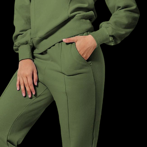 Nueva llegada de las mujeres de 2 piezas de chándal trajes de media cremallera pulóver sudadera Joggers conjunto a juego chándales precio barato - Product Image 5