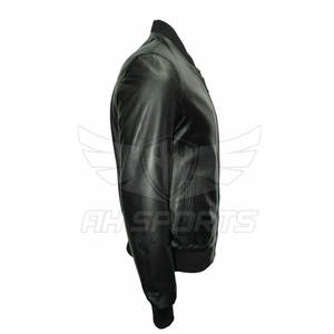 Custom Streetwear chaqueta de cuero de la motocicleta de los hombres de la Universidad Campus parche Logo Bomber chaqueta de cuero de los hombres - Product Image 2