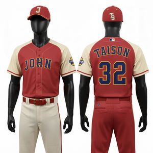 Maillot de baseball pour homme de qualité supérieure, 180 GSM, polyester interlock premium, crème, manches rayées marine, sublimation, logo personnalisé - Product Image 3
