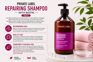 Champú Reparador con Biotina de Marca Privada 500ml OEM |   Champú Reparador para Cabello, Fortalecedor y Voluminizador, para Puntas Abiertas |   España UE - Product Image 3
