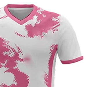 ชุดฟุตบอลสีชมพูสีขาวสีพื้นเสื้อฟุตบอลแบบเรียบง่ายแห้งเร็วสีพื้น - Product Image 5