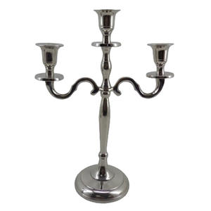 Soporte de vela de 3 brazos decoración del hogar aluminio Metal níquel acabado diseño americano soporte de vela de suelo para decoración de boda - Product Image 1