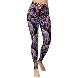 Pantalones de Yoga de cintura alta con estampado personalizado, mallas para mujer con bolsillos, mallas de control de barriga que absorben la humedad de longitud completa - Product Image 1