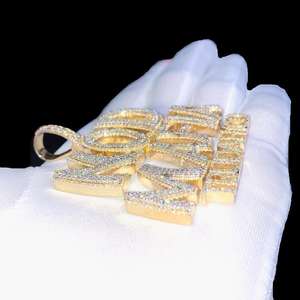 Pendentif personnalisé en argent sterling 925 plaqué or et rhodium avec moissanite, style hip-hop glacé, cadeau unisexe - Product Image 3