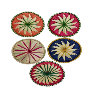 Plaque murale décorative tissée à la main, design circulaire rouge et vert, tenture murale pour la décoration de la chambre, la fête de bureau - Product Image 6