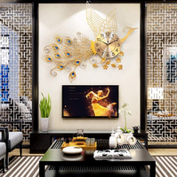 Ak laiton européen luxe métal paon horloge personnalité Art décoration horloge murale pour la décoration intérieure