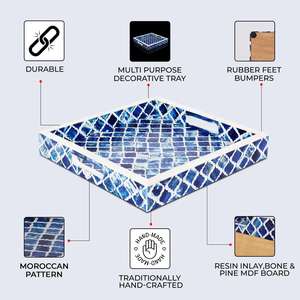 Bandeja de servicio con incrustaciones de hueso puro y resina, mesa de comedor, bandeja de servicio decorativa para el hogar, Hotel y restaurante, suministros calientes - Product Image 5