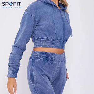 Sweat-shirts à capuche imprimés de haute qualité, personnalisables à l'avant, en maille tricotée pour femmes, style streetwear, manches longues, effet délavé, fabrication OEM, collection hiver 2025 - Product Image 6