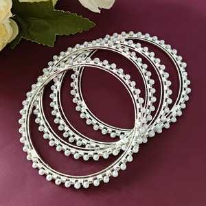 เครื่องประดับอินเดียคริสตัล CZ faux สีเงินกำไลข้อมือเจ้าสาวเครื่องประดับสำหรับผู้หญิงขายส่ง - Product Image 2