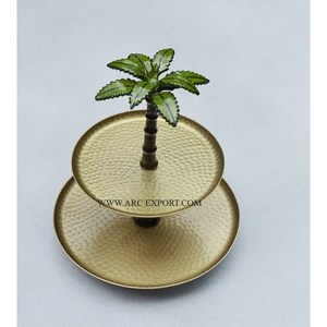 Hammered Work Trendy New Collection Table <b>Cake</b> Display Stand Finest Quality Large Size 2 <b>Tier</b> Classic Wedding Table <b>Cake</b> Stand - Product Image 6