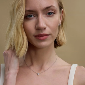 Colgante de Diamante Cultivado en Laboratorio con Halo de 1/2 CTW, Collar de Diamantes en Forma de Corazón Brillante de Oro de 14K, Joyería de Regalo Romántico - Product Image 3