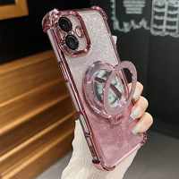 Étui de téléphone magnétique pliable antichoc en TPU + acrylique avec paillettes, design de luxe, couleur unie, garantie 1 an