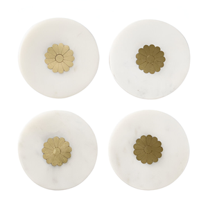 Sous-verres personnalisés en pierre de marbre avec incrustation de laiton Style et fonctionnalité intemporels fabriqués à la main de qualité supérieure pour toute occasion - Product Image 4