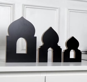 Marco Decorativo de Madera Negra para Mezquita, Centro de Mesa Islámico Hecho a Mano, Elegante Adorno para el Hogar para Ramadán y Eid - Product Image 1